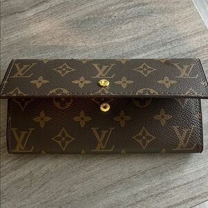 Louis Vuitton Monogram Canvas Brown Continental Wallet with Gold Hardware